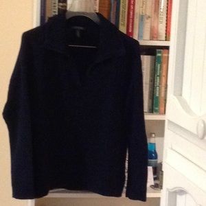 Ralph Lauren Navy Cotton V-Neck Pullover Sweater